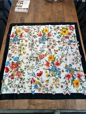 Vintage Tie Rack Art of the Scarf’ Flora Botanical Scarf, 90 cm NWT, deadstock